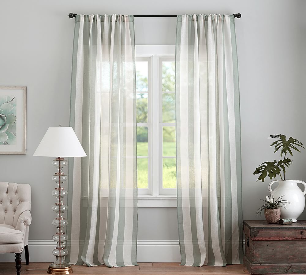 Awning Stripe Sheer Curtain Pottery Barn