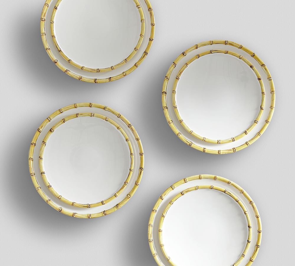 Bamboo Outdoor Melamine Dinnerware, Set of 4 Pottery Barn