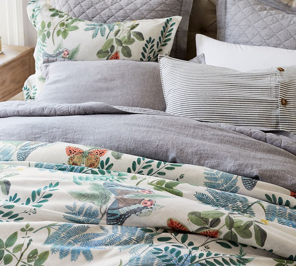 Victoria Botanical Print Duvet Cover & Shams Pottery Barn
