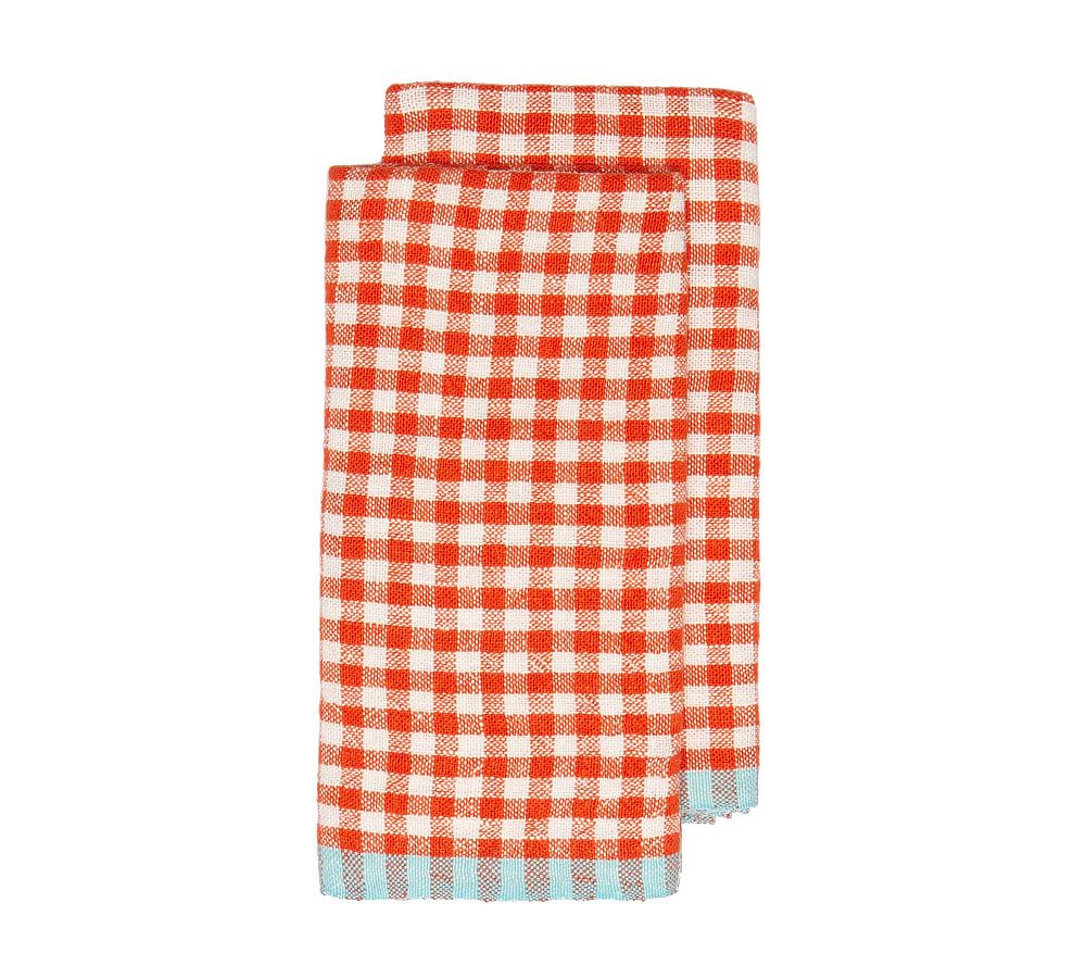 OPEN BOX Caravan Gingham Linen Tea Towels Set of 2 Pottery Barn
