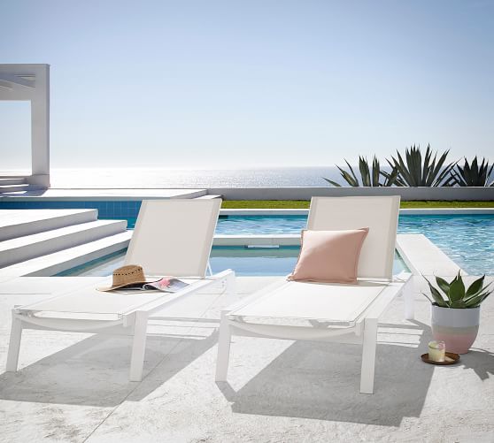 Indio Metal Stackable Chaise Lounge, Set of 2, White Pottery Barn