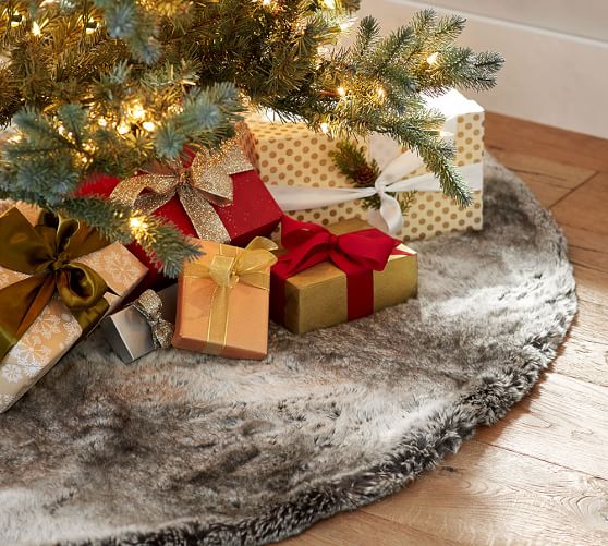 Faux Fur Tree Skirt Gray Ombre Pottery Barn