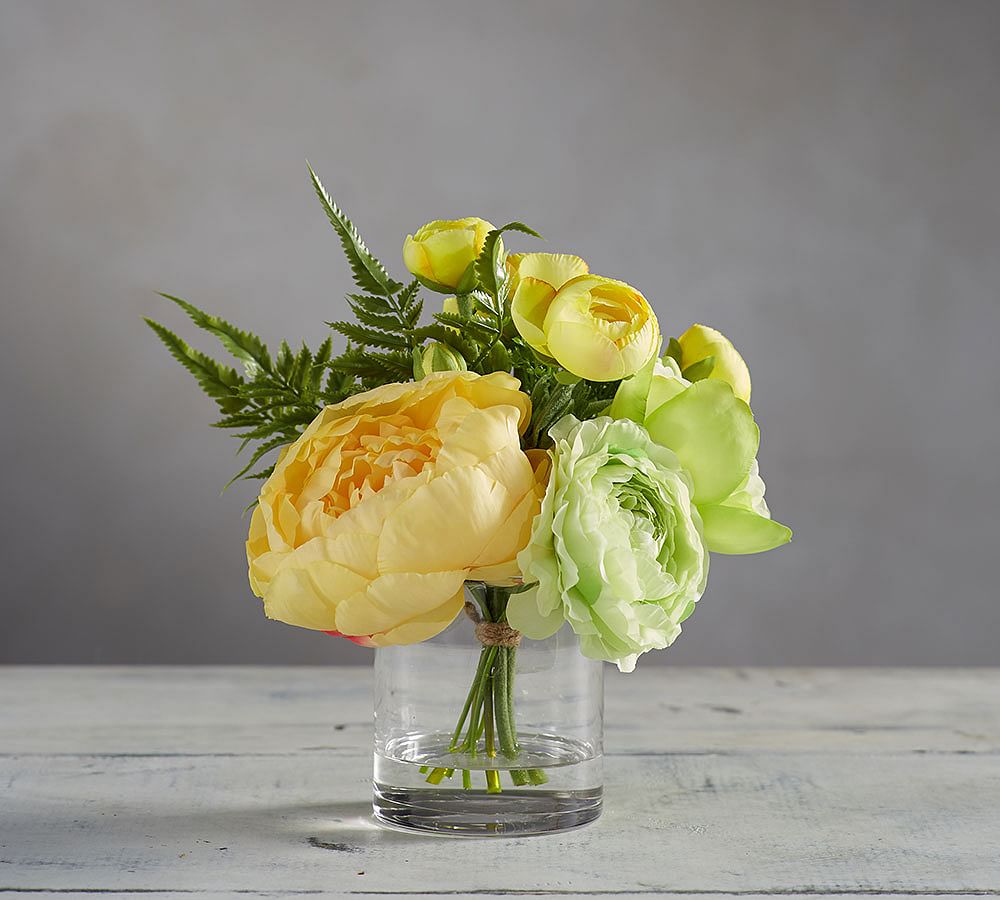 Faux Ranunculus Composed Arrangement | Artificial Flowers | Pottery Barn