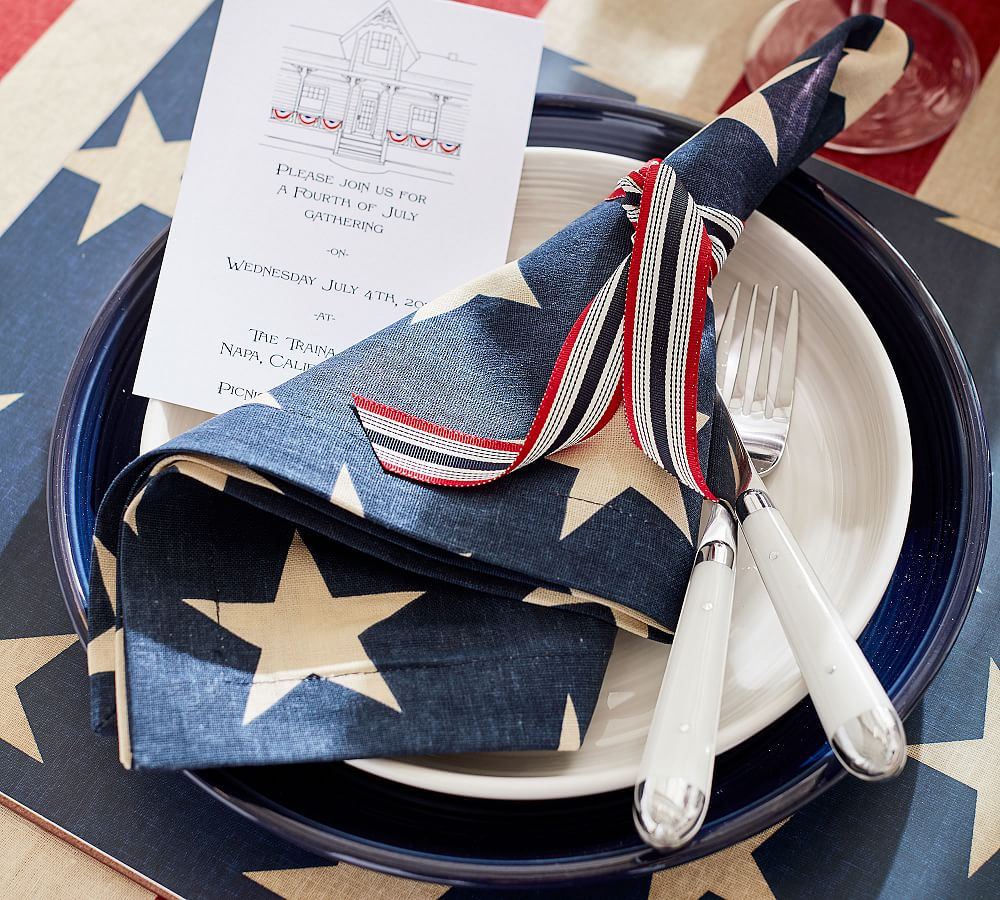 American Flag Stars Linen/Cotton Napkins Set of 4 Pottery Barn
