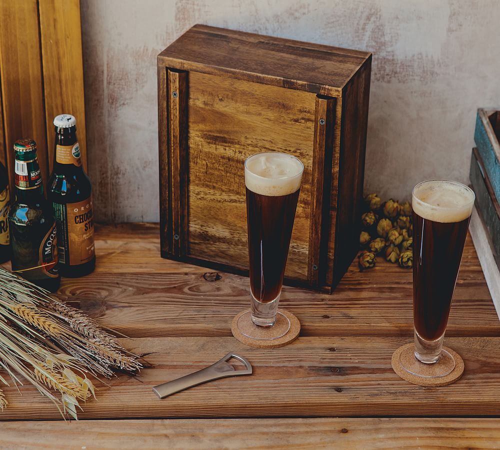 MLB Pilsner Acacia Wood Gift Box - Set for 2