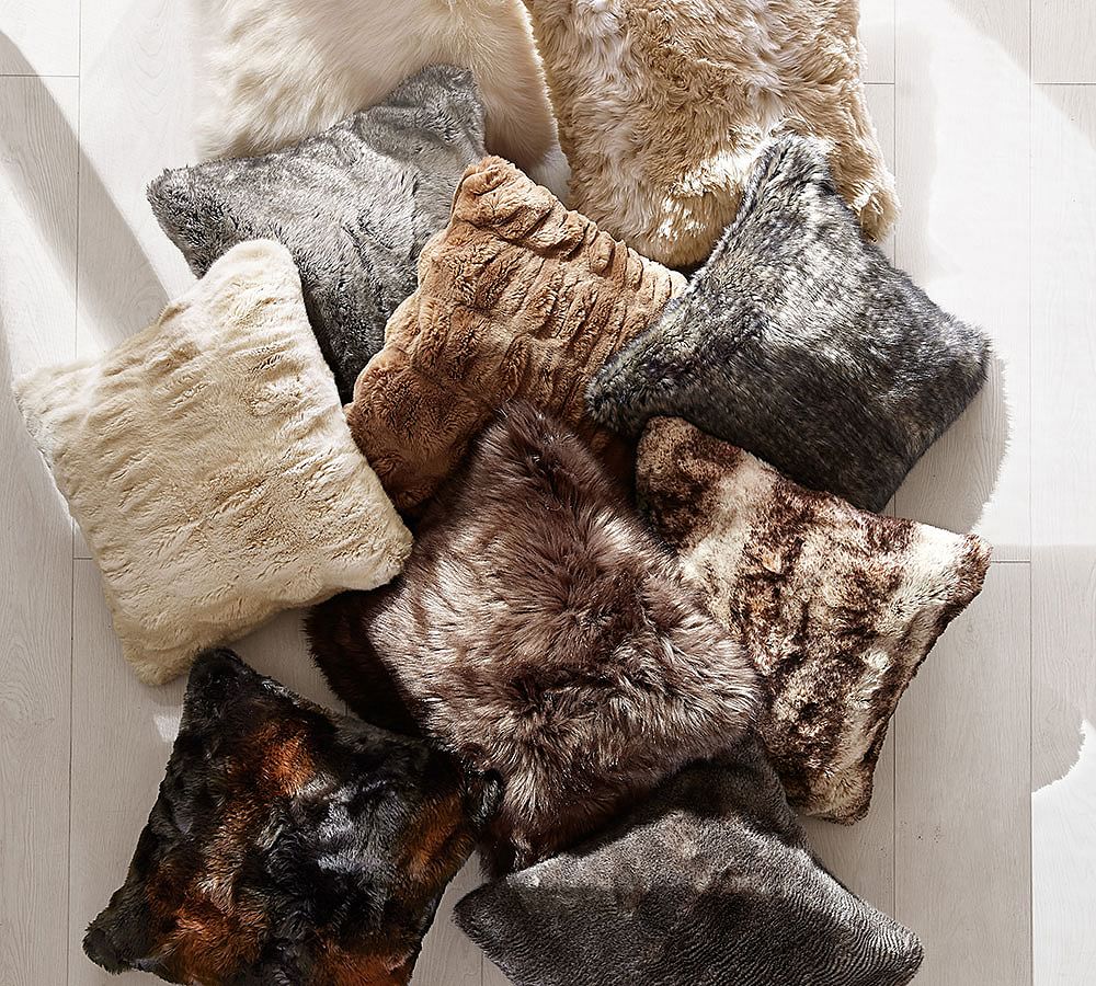 Faux Fur Throw Pillow Cover Brown Bear Pottery Barn