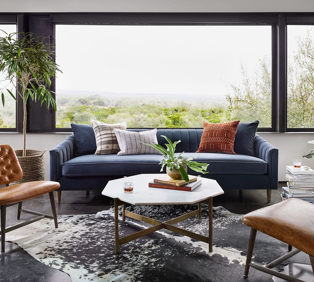 Montague Geometric Marble Coffee Table Pottery Barn