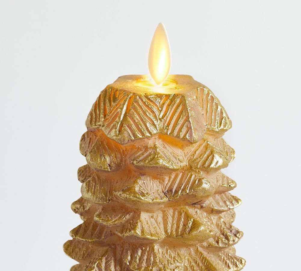 Premium Flickering Flameless Tree Candle Gold Pottery Barn