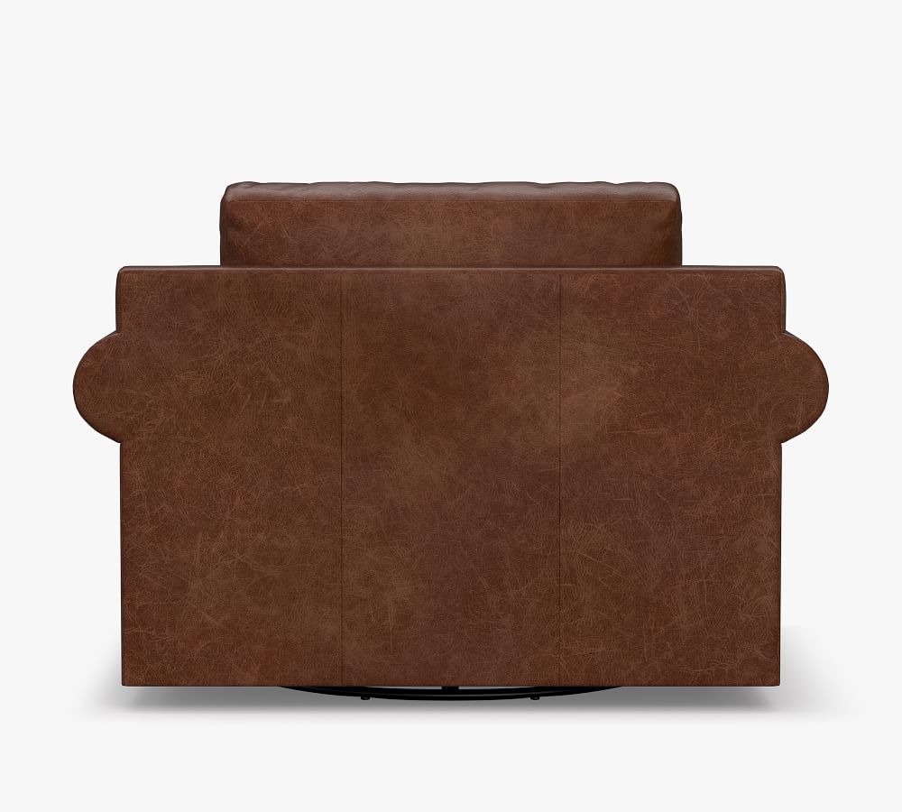 Shasta Roll Arm Deep Seat Leather Swivel Armchair | Pottery Barn