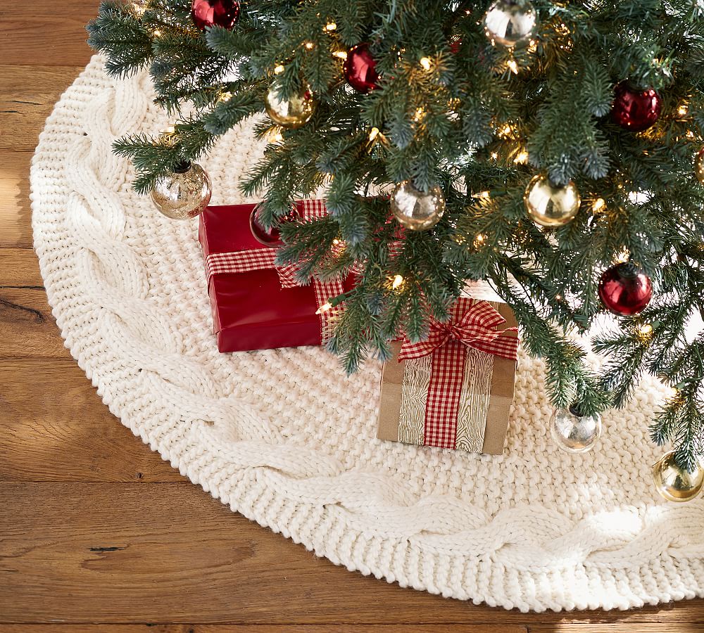 Chunky Cable Knit Tree Skirt Pottery Barn