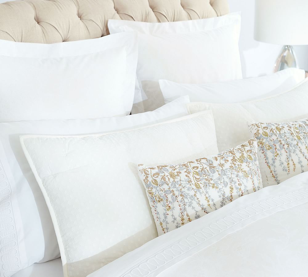 Monique Lhuillier Trailing Vine Embroidered Boudoir Decorative Pillow