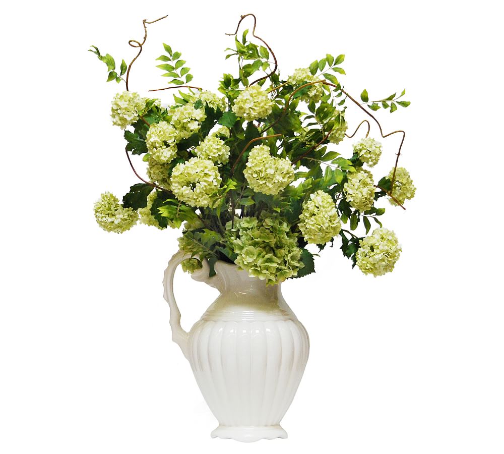 Faux Snowball Hydrangea In Pitcher Pottery Barn