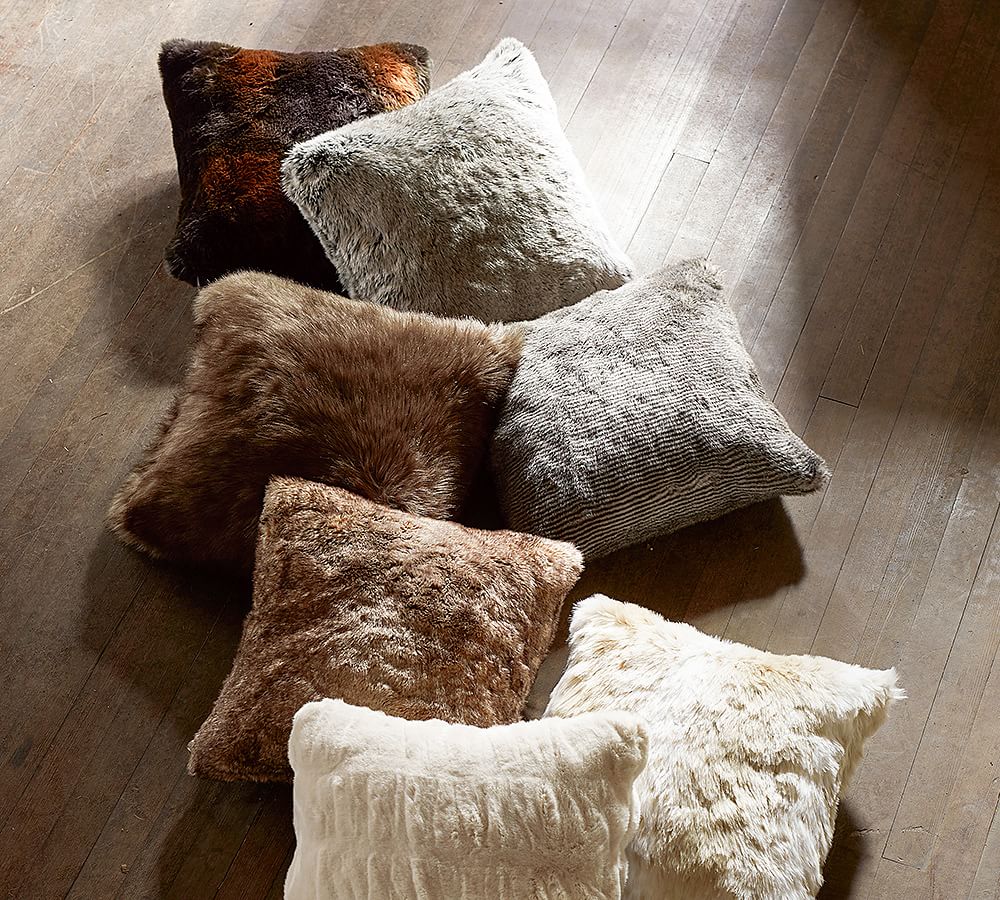Faux Fur Throw Pillow Cover Brown Bear Pottery Barn
