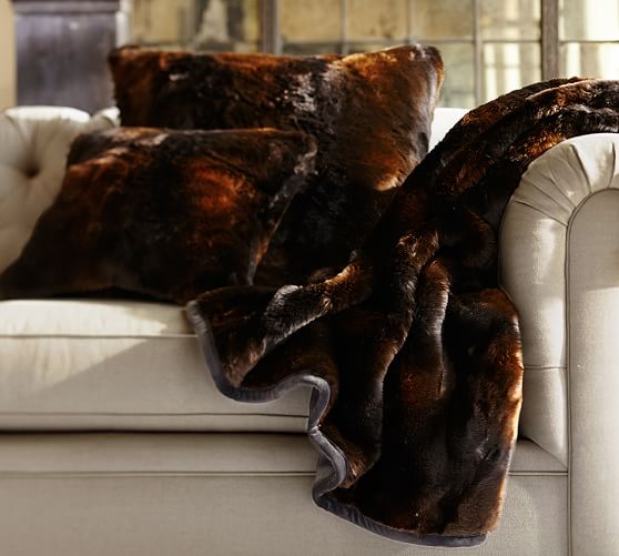 Faux Fur Throw Pillow Cover Brown Bear Pottery Barn