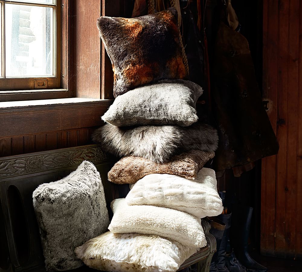 Faux Fur Throw Pillow Cover Brown Bear Pottery Barn