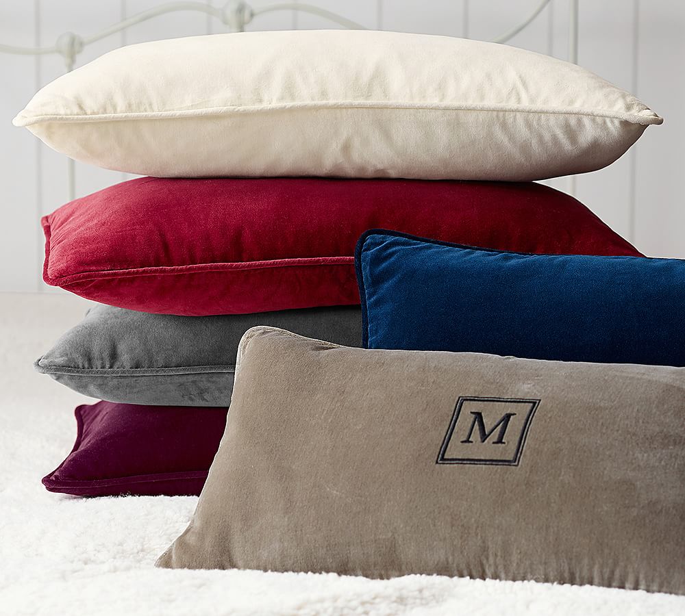 Solid Velvet Lumbar Throw Pillow Cover Pottery Barn