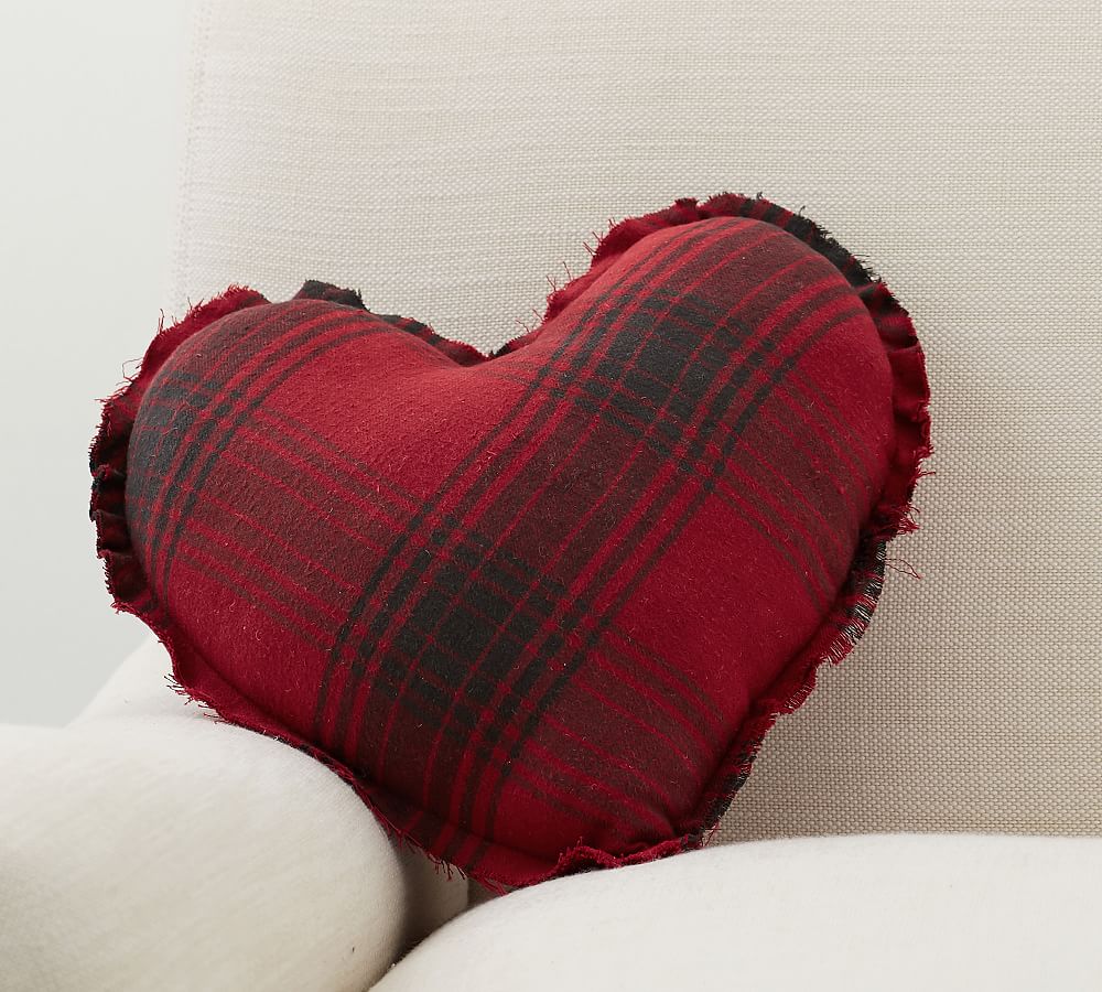 Plaid Heart Shaped Decorative Pillow Pottery Barn
