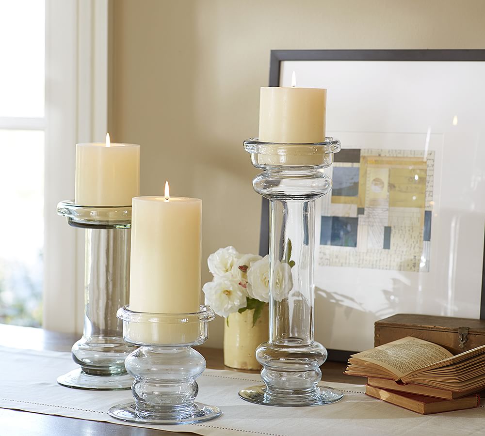 Branson Glass Pillar Candle Candle Holder Pottery Barn