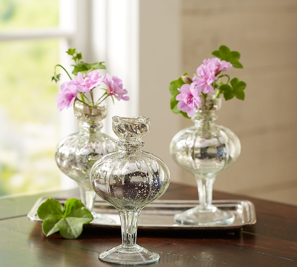 Mercury Glass Bud Vases, Set of 3 | Pottery Barn