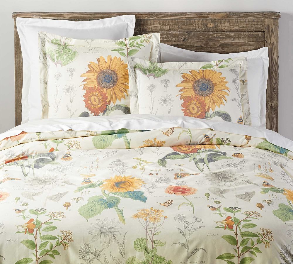 Cara Sunflower Organic Patterned Duvet Cover | Pottery Barn