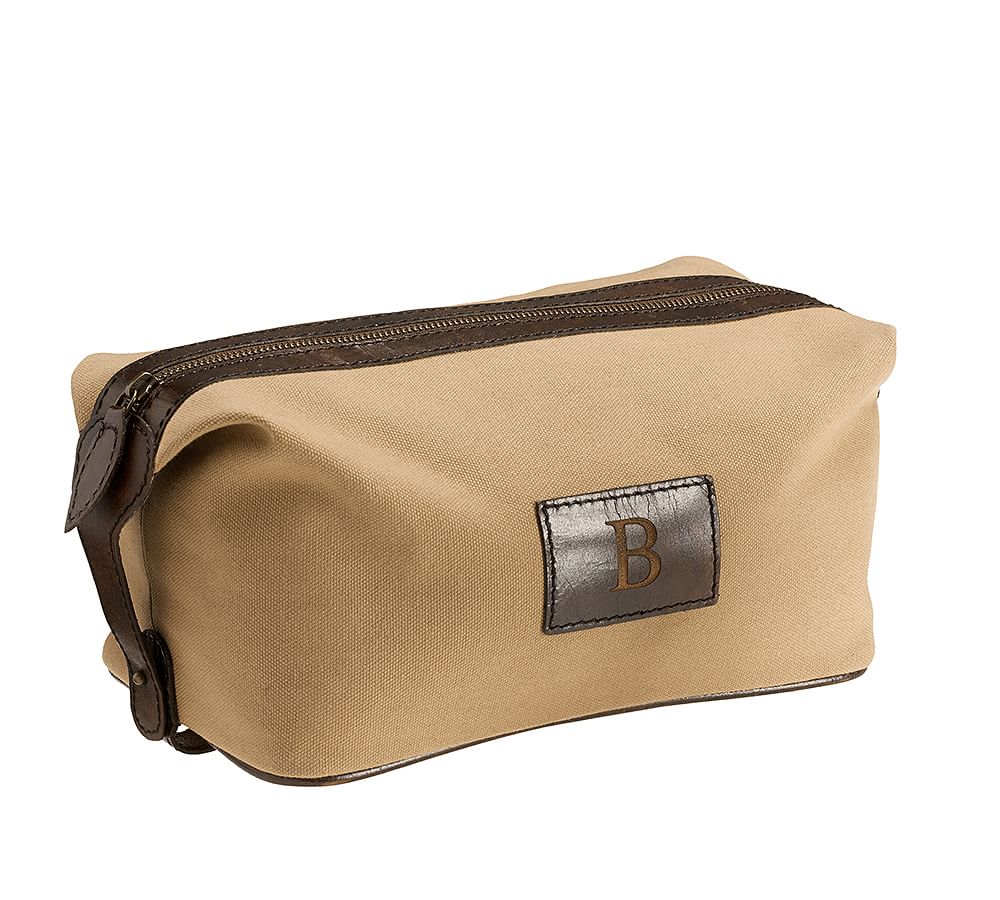 Saddle Leather & Canvas Toiletry Bag Pottery Barn