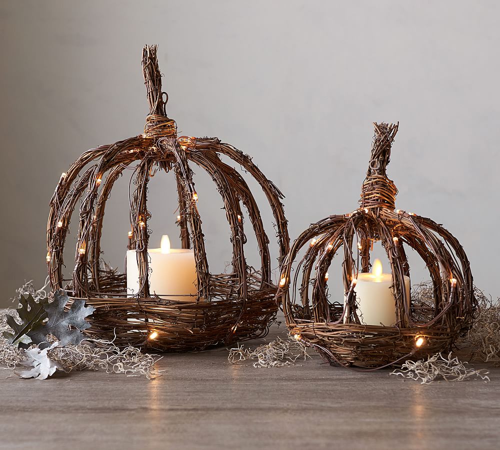 Lit Twig Pumpkin Pottery Barn