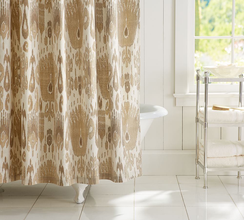 Vivian Ikat Linen/Cotton Shower Curtain Pottery Barn
