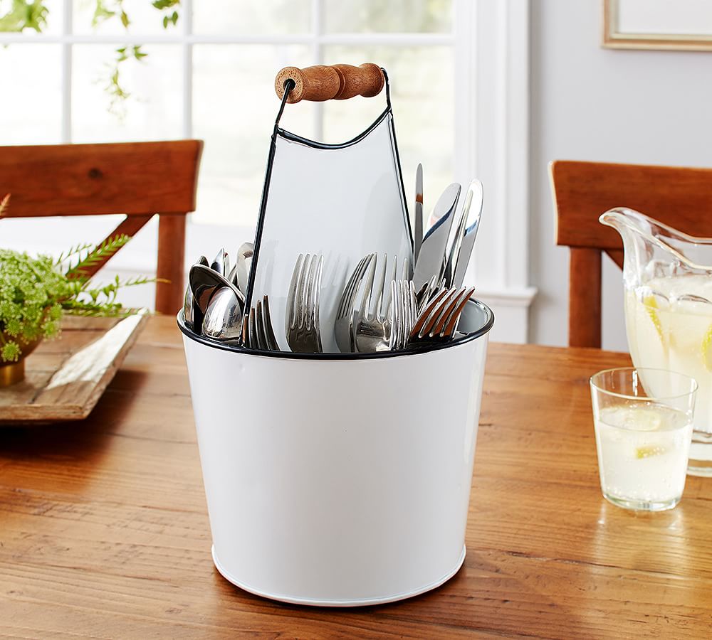 Enamel Flatware Caddy Kitchen Accessories Pottery Barn