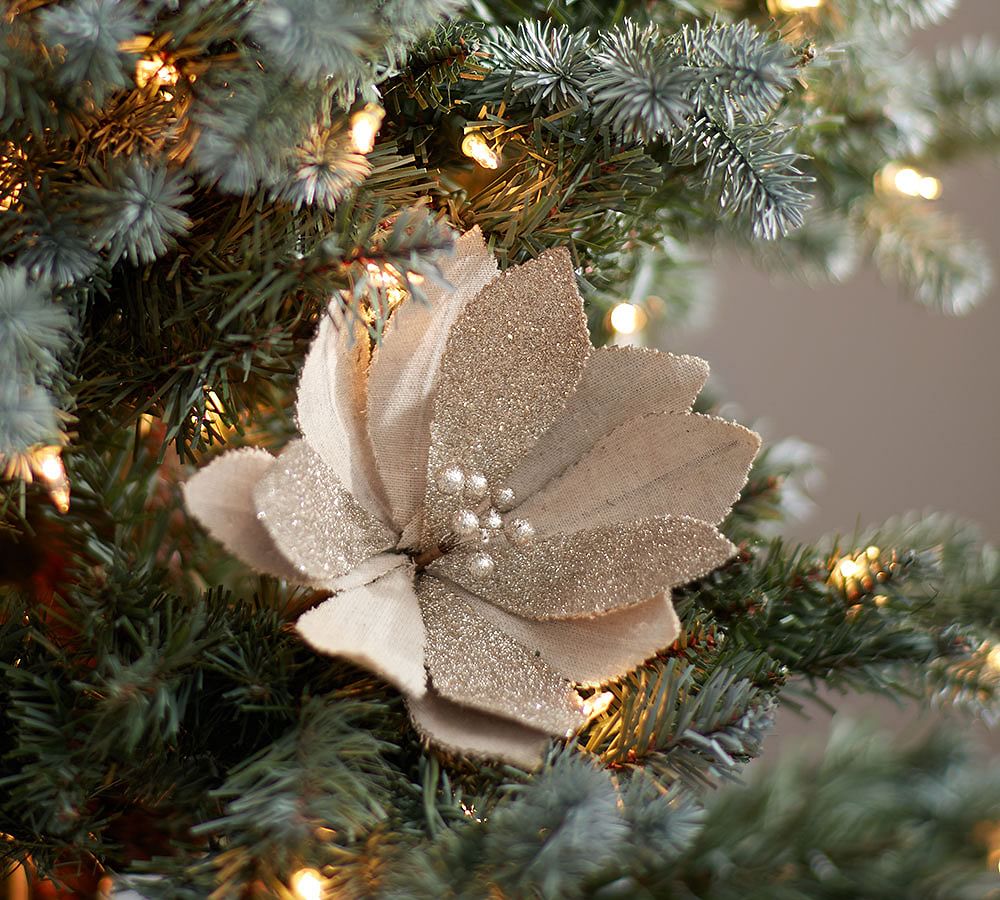Paper Linen Flower Christmas Tree Pick | Pottery Barn