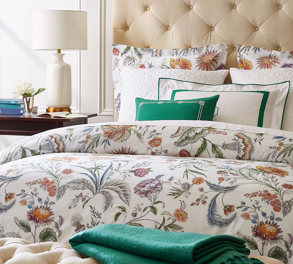 Verona Floral Print Organic Cotton Patterned Duvet Cover & Sham ...