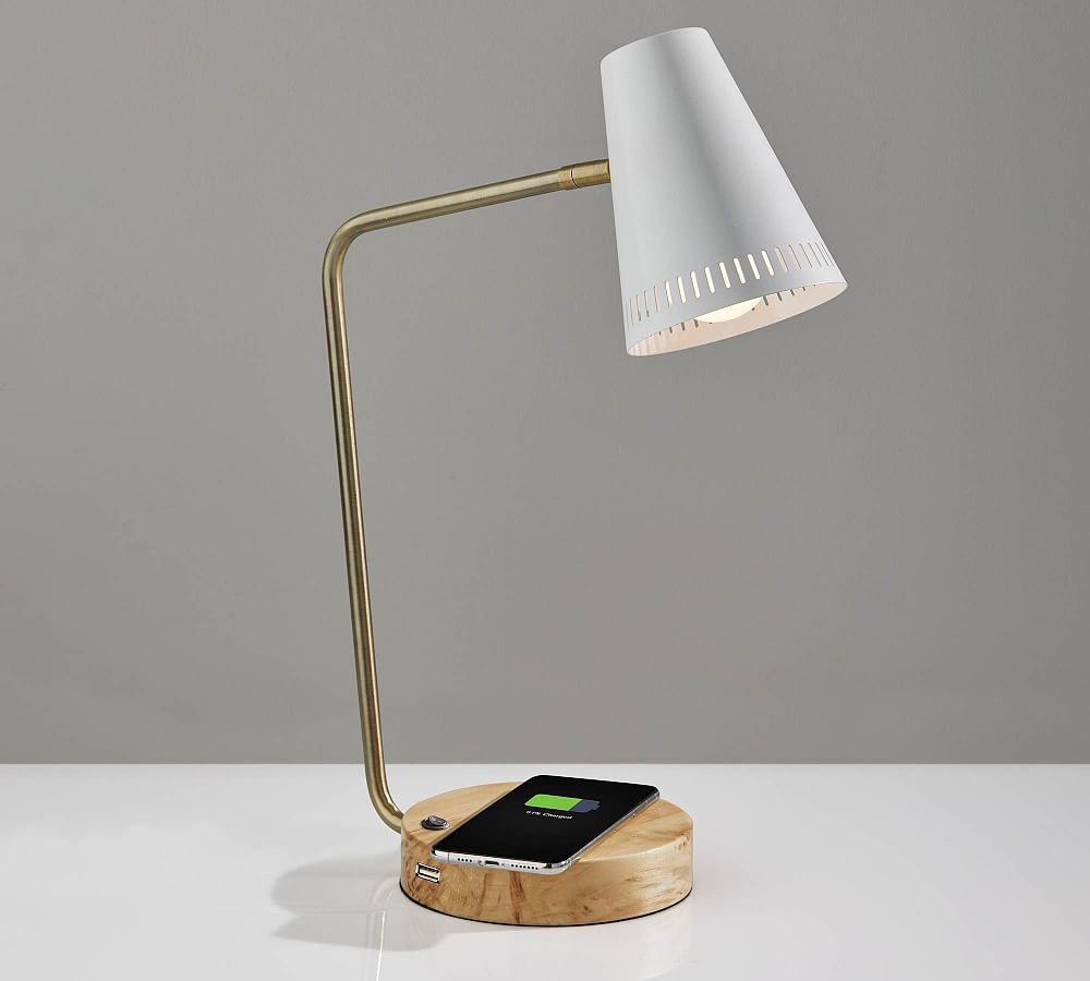 Weatherford Wood Charge Task Table Lamp Pottery Barn