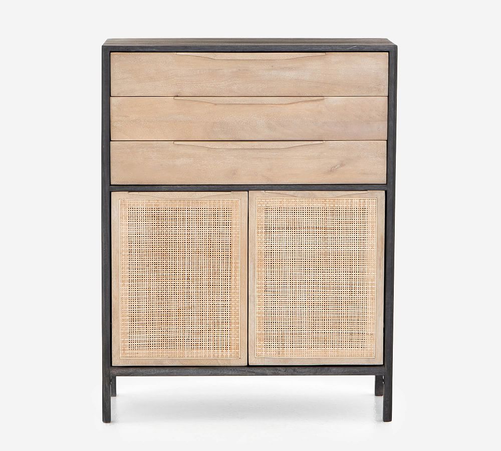 Dolores Cane 3-Drawer Tall Dresser | Pottery Barn