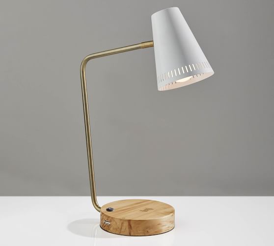 Weatherford Wood Charge Task Table Lamp Pottery Barn