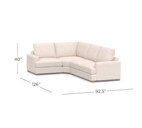 Canyon Square Arm Upholstered 3-Piece Sectional with Wedge | Pottery Barn