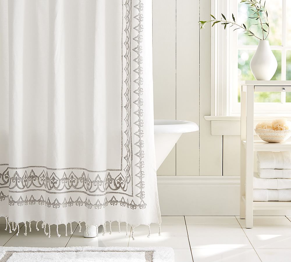 Yara Cotton/Linen Shower Curtain Pottery Barn