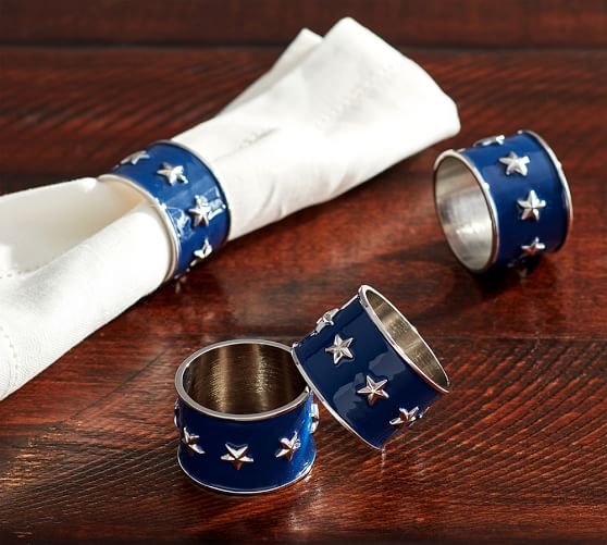 Enamel Star Napkin Ring, Set of 4 Pottery Barn