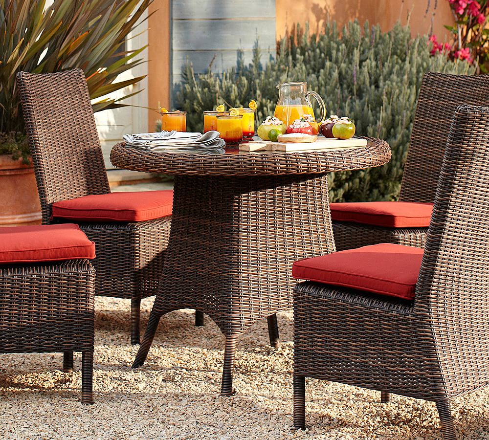 Torrey 36.5" AllWeather Wicker Round Bistro Table, Espresso Pottery Barn