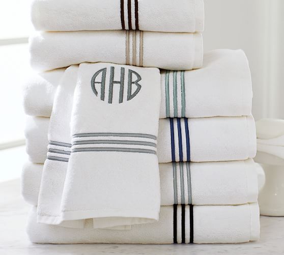 Grand Embroidered 700Gram Weight Bath Towels Pottery Barn