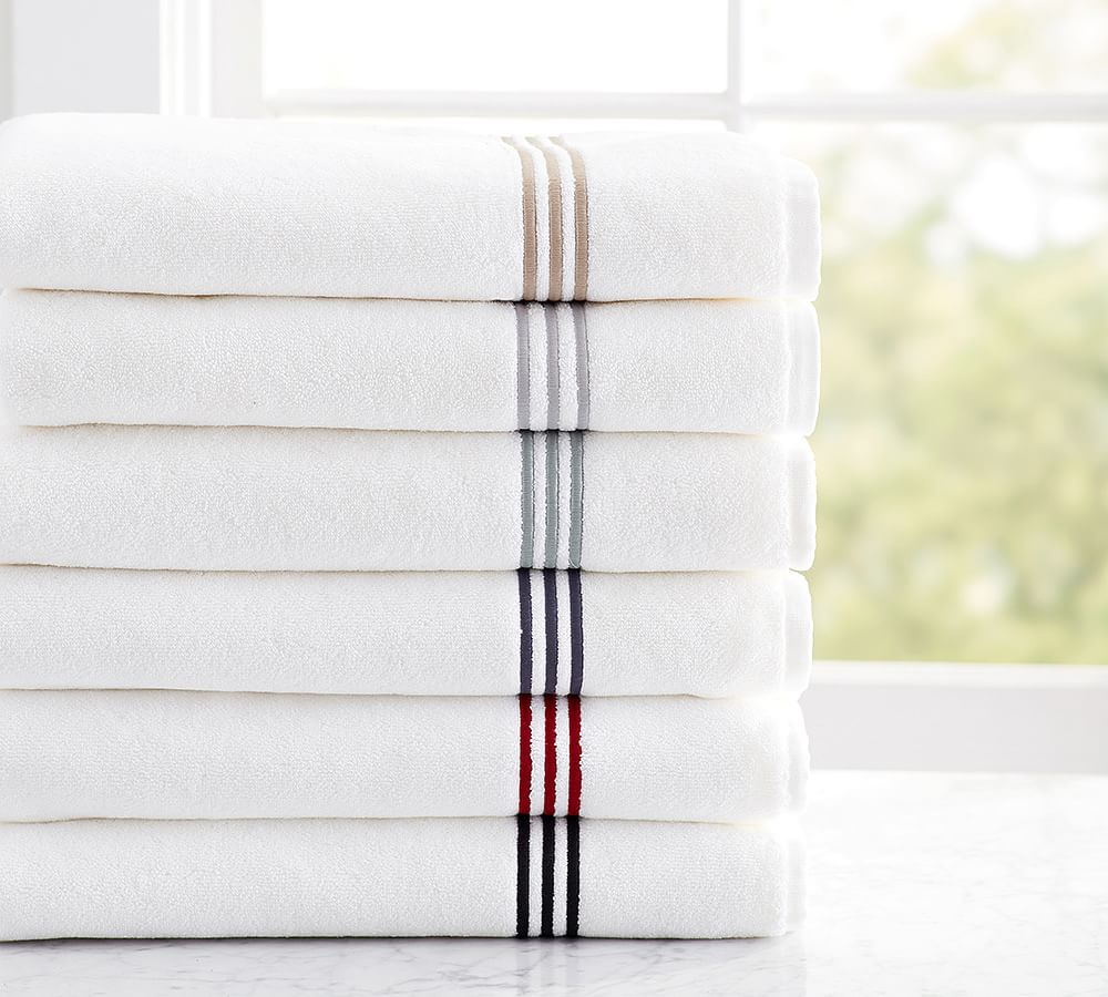 Grand Embroidered 700Gram Weight Bath Towels Pottery Barn