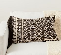 Ikat Embroidered Lumbar Pillow