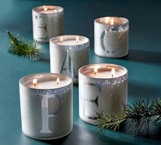 Alphabet Mercury Glass Scented Candles - Frosted Pine