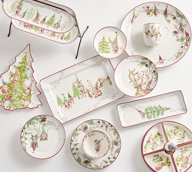 12 Gnomes of Christmas Stoneware Appetizer Plates | Pottery Barn