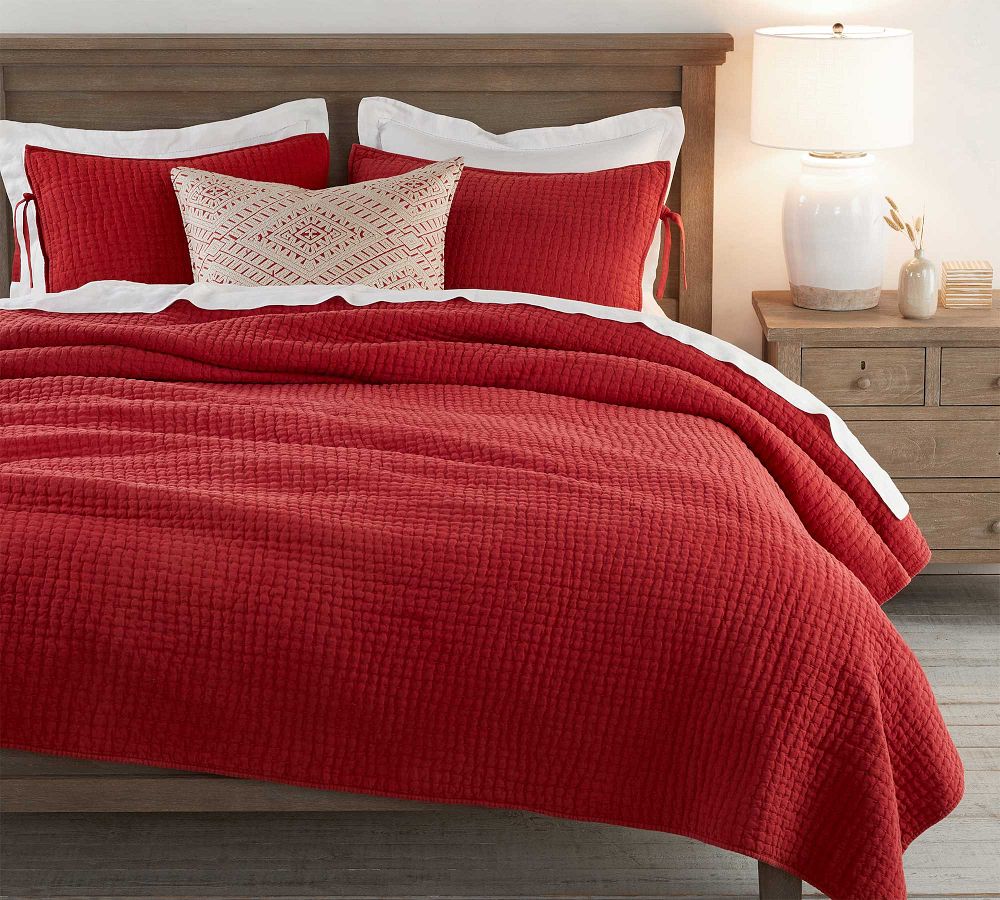 PickStitch Handcrafted Cotton/Linen Quilt Pottery Barn