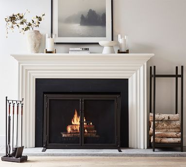 Industrial Fireplace Log Holder Tower | Pottery Barn