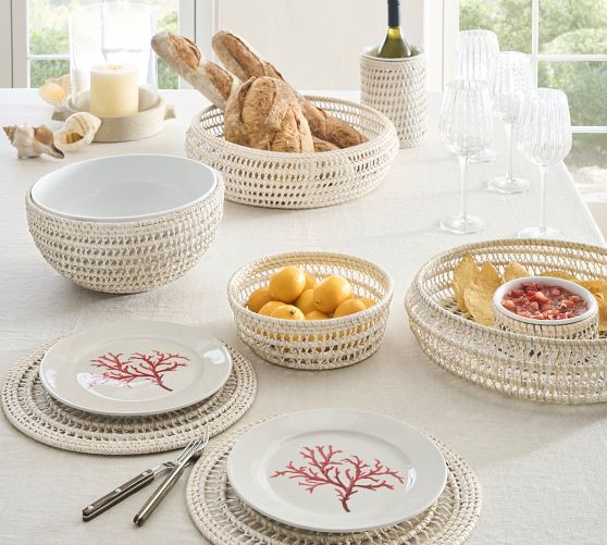 Miramar Handwoven Rattan Serveware Collection Pottery Barn