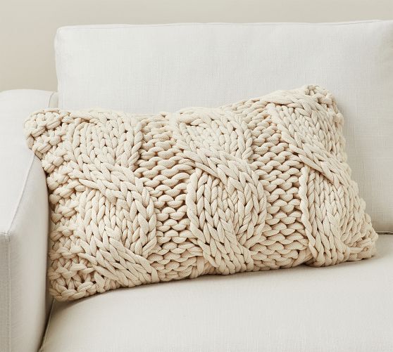 Colossal Handknit Lumbar Throw Pillow | Pottery Barn