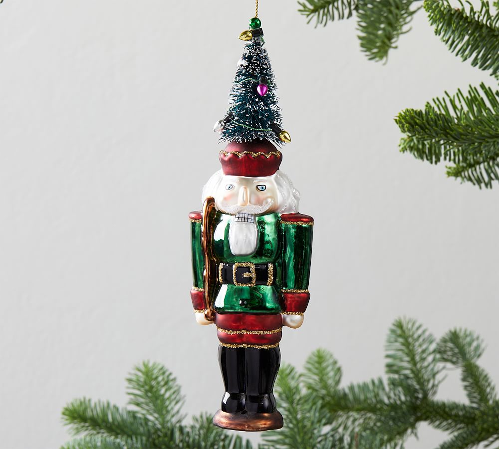 Mercury Glass Nutcracker Ornaments Set Of 2 Pottery Barn