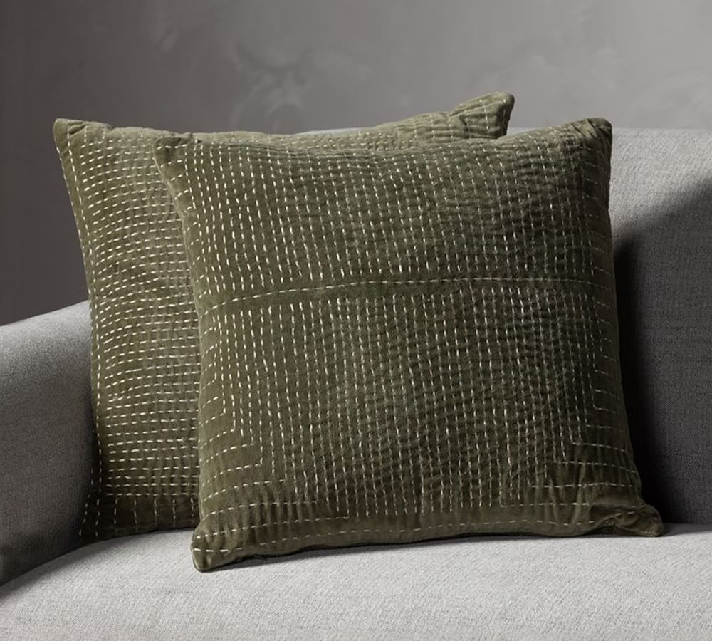 Kantha Velvet Stitch Throw Pillow Cover Set of 2 Pottery Barn