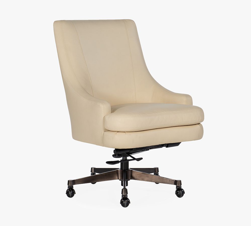 Palma Leather Swivel Desk Chair | Pottery Barn