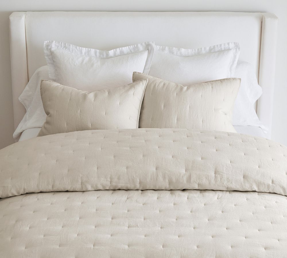 Belgian Flax Linen Tufted Quilt | Pottery Barn